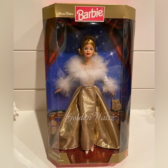Golden Waltz Barbie Doll (1998 Special Edition) | Gold Lame Gown With Marabou Trim | Collectible Barbie With Accessories